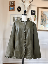 Hot in Hollywood Vegan Faux Leather Green Ruffle Jacket 2X - $40.50
