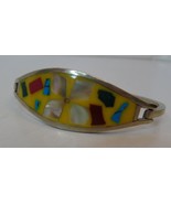 Alpaca Mexico Sterling Silver Bracelet W Abalone Flower Yellow Enamel 7&quot;... - £39.08 GBP