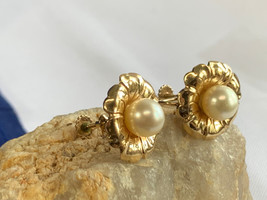 Vtg 14K Yellow Gold Pearl Earrings 5.34g Fine Jewelry Screwbacks - £347.35 GBP