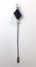Vintage Stick Pin Silver Tone with Faux Pearl and Faceted Faux Stone 4.5&quot; - $12.00