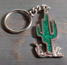 Cactus Silver Green Sparkle Keychain Keyring Arizona? Souveneir - $12.20