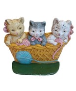 Vintage 3 Kittens Cats in a Yarn Basket Door Stop Cast Iron China 8” x 6” - $356.56 MXN