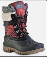 STORM by Cougar Creek Faux Shearling Waterproof Boot black red check   7... - $188.80 CAD