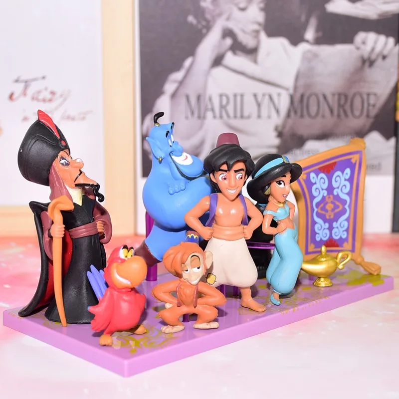 9Pcs/Set Disney Princess Figure Toy Jasmine Evil Monkey Tiger Aladdin and His - £22.15 GBP