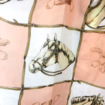 EQUESTRIAN vintage English horse riding scarf - 31&quot; sq hand-rolled rayon... - $25.00