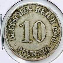 1906 A German Empire 10 Pfennig Coin - $8.90