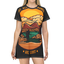 Wanderlust T-Shirt Dress: Retro Quote Print, All-Over-Print, 100% Polyes... - £34.02 GBP+