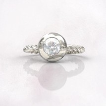 Art deco Unique Promise bezel ring Bridal gift, Round Solitaire Diamond Ring  - £78.85 GBP