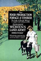 Food Production - Women&#39;s Land Army - 1918 - WWI - British Recruitment Magnet - £9.54 GBP