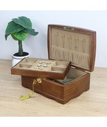 Solid Wood Double-layer Jewelry Box Velvet Vintage Gift Storage Box Orga... - £35.30 GBP