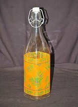 Vintage Style Yellow Bottle w Olive Branch Theme &amp; Wire Bail Stopper Top... - £19.82 GBP