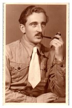 Elegant Young Man Smoking Pipe 1920&#39;s RPPC Photo Postcard - $14.84