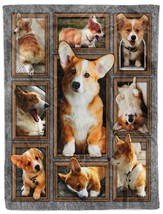 Cute Welsh Corgi Dogs Fleece Blanket Xmas Gift Funny Puppy Dog Lover Blankets - £28.60 GBP+