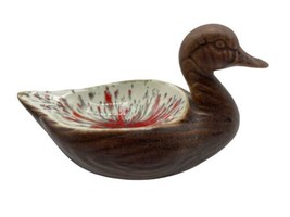 Vintage Duck Trinket Dish Figurine Hippie 70s Style 6&quot; Ceramic Folk Art - £17.58 GBP