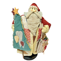 Vintage Handmade Patchwork Christmas Santa Claus Figurine Decoration 12&quot; - £20.33 GBP
