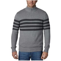Tahari Mens Quarter Zip Pullover Striped Mock Neck Sweater,Grey Heather,Medium - £39.84 GBP