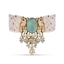 VeroniQ Trends-Designer Fluorite Stone Bikaneri Kundan Choker Peacock Necklace  - £136.82 GBP