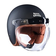 Royal Enfield Open Face Helmet with Bubble Visor Matt Black - $3,045.64 MXN
