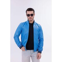 Vinci Monza Blue Lambskin Men Leather Jacket image 2