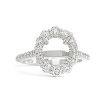 Round Graduated Halo Diamond Engagement Ring Setting Mounting 14K White Gold - £1,594.71 GBP