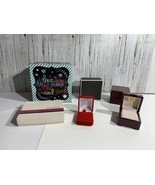 Vintage Jewelry Gift Presentation Boxes 6 Velvet Plastic Cardboard Eaton&#39;s - £11.36 GBP