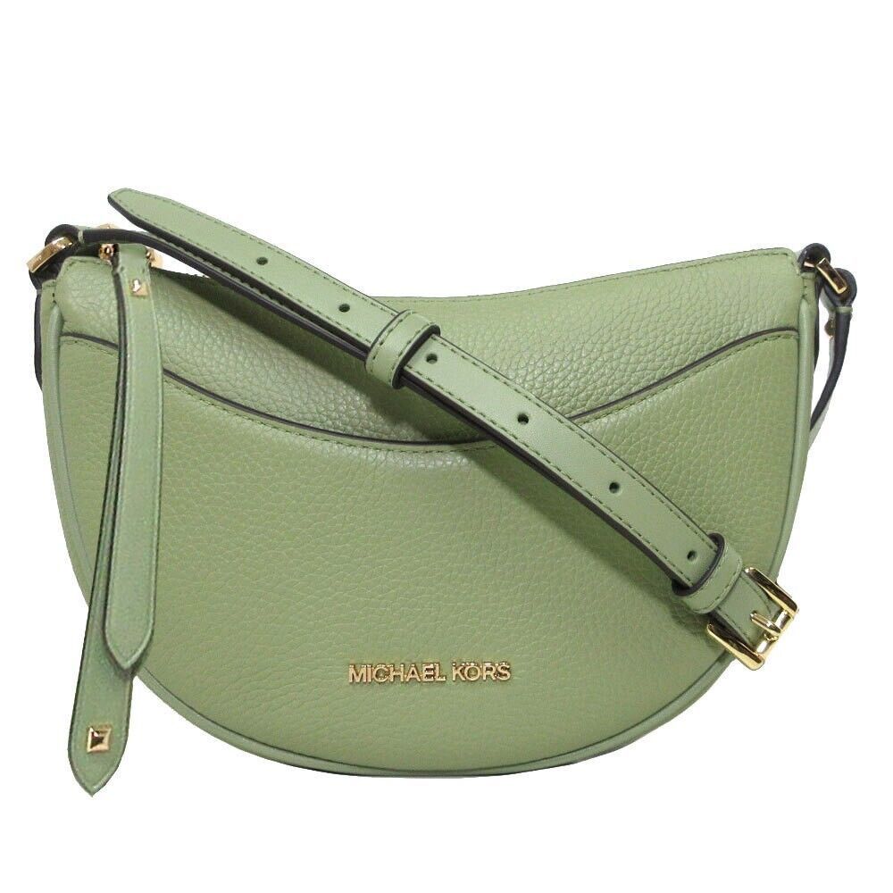 Michael Kors Dover Small Half Moon Green Leather Crossbody Bag 35R3G4DC5L NWT