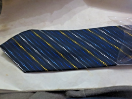 Hermes Paris Men&#39;s 100% Silk Ties White Yellow diagonal circles Blue bac... - $100.00