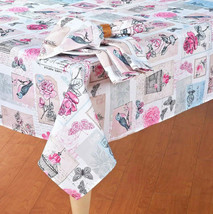Easter Bella Garden Fabric Tablecloth 52x70&quot; w/8 Matching Napkins Butterfly - £38.04 GBP