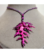 Handmade Fuschia Enamel Coated Natural Juniper Branch Pendant Bead 16&quot; N... - £18.10 GBP