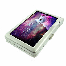 Galaxy Cat Em1 100&#39;s Size Cigarette Case with Built in Lighter Metal Wallet - £17.18 GBP