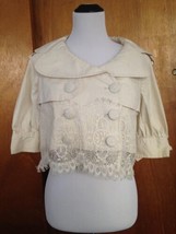 Jak &amp; Rae Ivory Cotton Blend Capelet Jacket Lace Bottom Detail SZ 2 - $64.35
