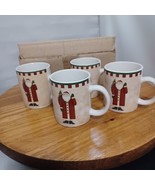 Set of 4 Coffee Hot Coco Mugs Folk Art Christmas Santas Debbie Mumm - $14.84