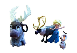 Frozen Lot Ty Sven Backpack Clip PLUS Elsa Olaf and Sven Figures Disney - £4.69 GBP