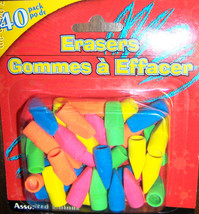 40 Pencil top Colored ERASERS green orange yellow blue pink Color rubber... - $24.60 CAD