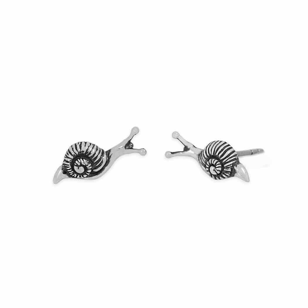 Sterling Silver Tiny Snail Post Earrings 6x14mm - $33.51