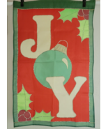 Joy Flag Embroidered Ornament XMAS Holiday Applique Double Sided Reversi... - £7.82 GBP