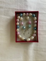 Multicolored Beads Bracelet and Earrings Set - e639 - $3.96