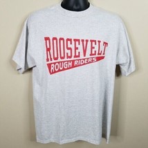Roosevelt Rough Riders T Shirt Size Large Heathered Light Gray Red Letters - £8.71 GBP