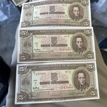 Set Of 3 Bolivia 5 Cinco Bolivianos 1945 Uncirculated World Paper Money ... - £336.32 GBP