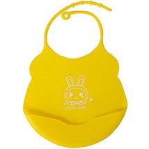 2 Pcs Yellow Mother Essential Cartoon Silica Waterproof Pocket Baby Bibs image 2
