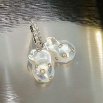 Diamond Fresh Water Pearl Earrings 14k Gold Large 13 mm Certified $4,950 915985 - £1,103.56 GBP