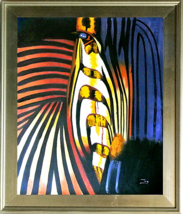 Zoe-&quot;Abstract Zebra&quot;-Framed Hand-Painted ORIG Oil Painting/Canvas/Hand Signed - £223.02 GBP