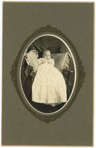 Circa 1890&#39;S Cabinet Card Adorable Baby In Gorgeous Long White Victorian Dress - £7.43 GBP