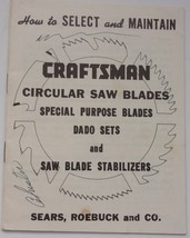 Vintage Sears How To Select & Maintain Craftsman Circular Saw Blades Booklet - £3.18 GBP