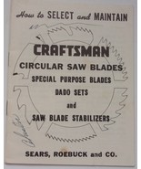 Vintage Sears How To Select &amp; Maintain Craftsman Circular Saw Blades Boo... - £3.15 GBP