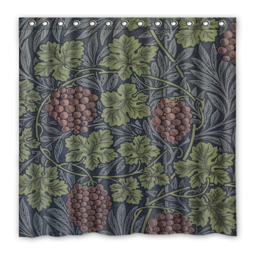 Vintage Grape Pattern William Morris Waterproof Polyester Shower Curtain  - $33.00+