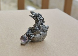 Vintage Hatching Dragon Statue w/faceted crystal ball by SCM (stamped pewter) - $10.05