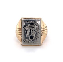 10k Yellow Gold and Silver Warrior Intaglio Men&#39;s Ring Size 8 Jewelry (#... - £502.51 GBP