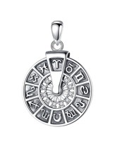 925 Sterling Silver 12 Zodiac Whee Necklace for Man Women Vintage 12 Zodiac Sign - £29.36 GBP