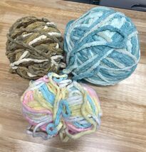 Plush Chenille Style Yarn Lot of 3 Soft Textured Multi-Color Crafts - $12.47